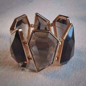 Geometric Faux Smoky Quartz Oversized Statement Bracelet